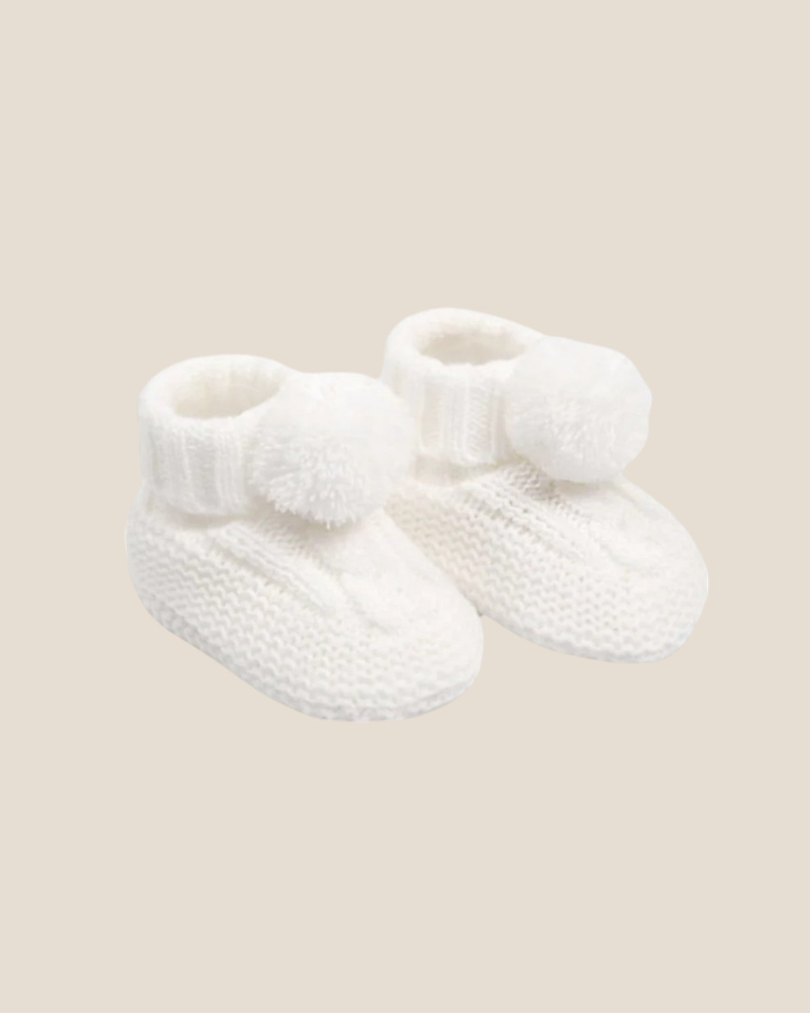 Cable pom booties white