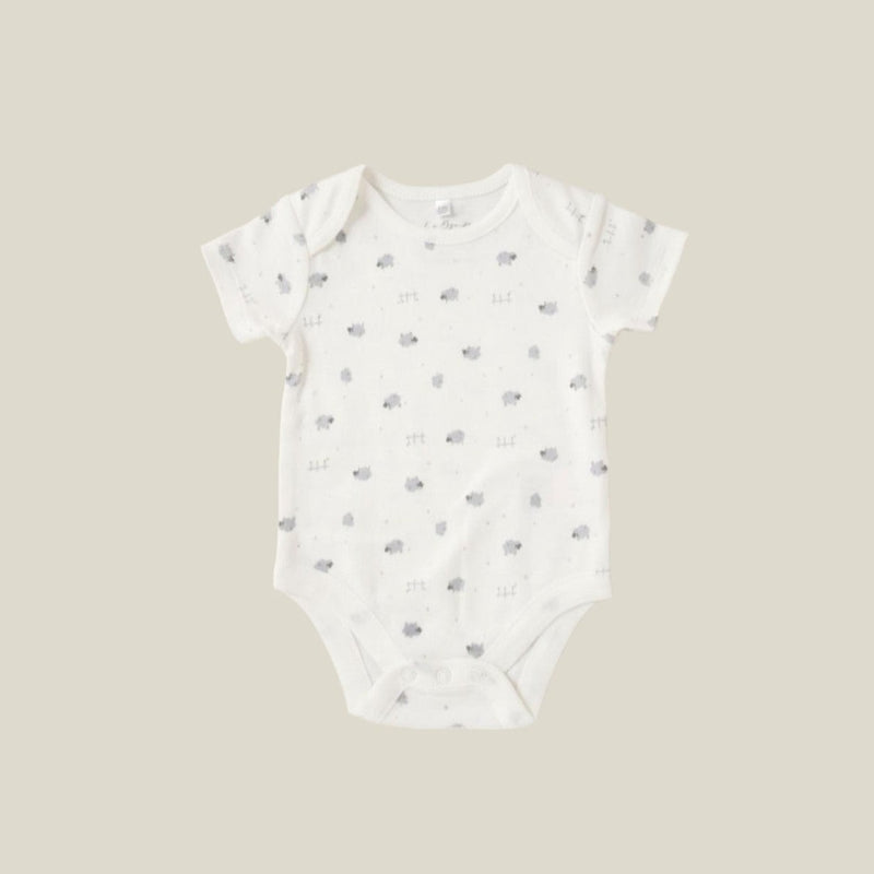 Little sheep ribbed layette set - white