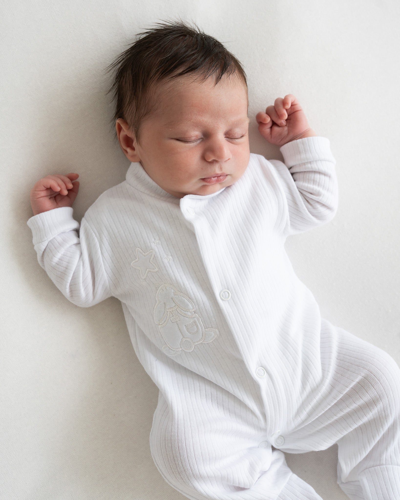 Ribbed Bunny Sleepsuit - White