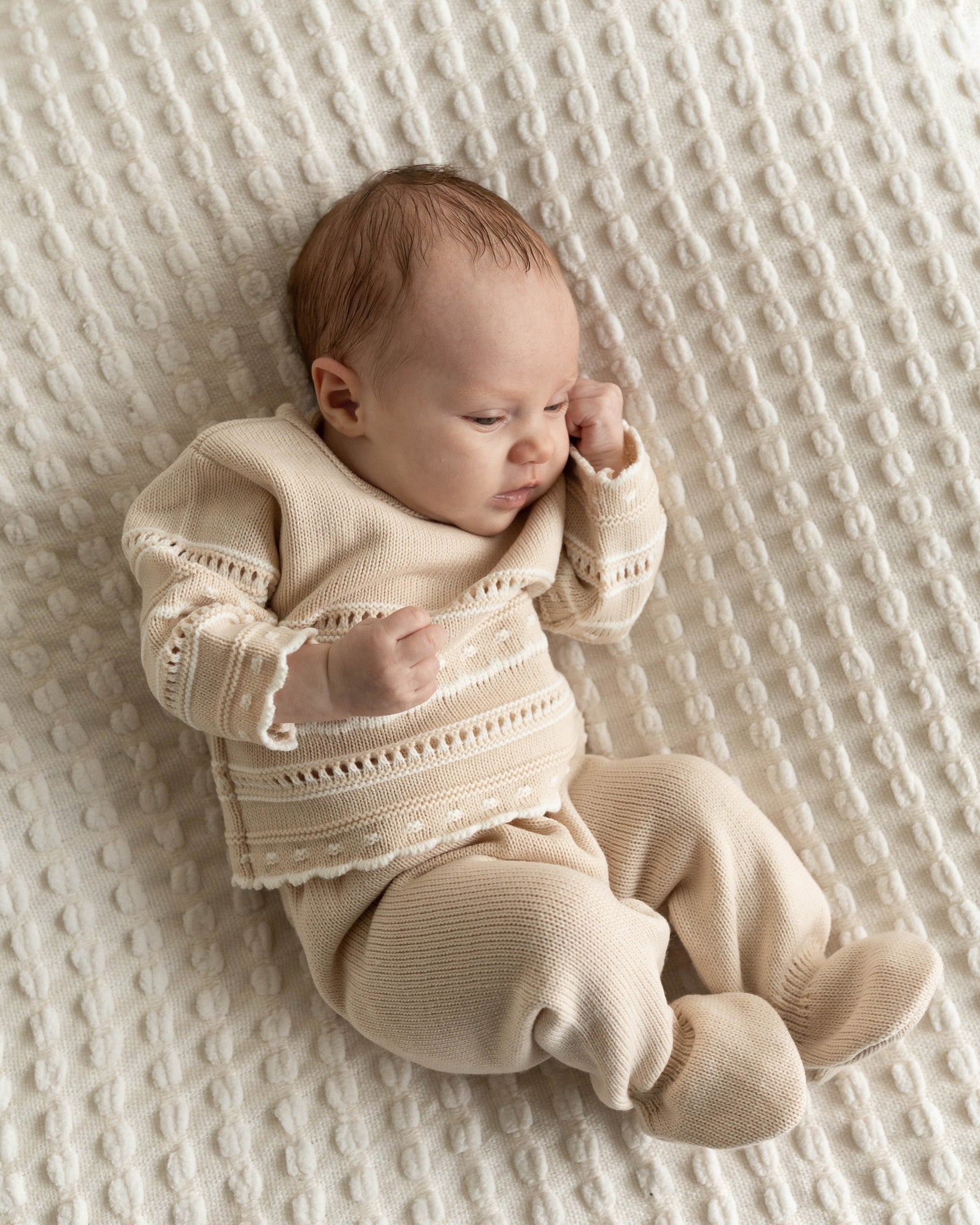 Knitted pointelle set- beige