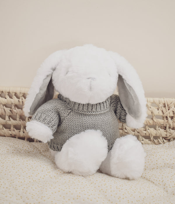 Knitted little bunny - white/grey