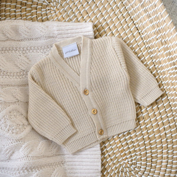Ribbed knitted cardigan - taupe