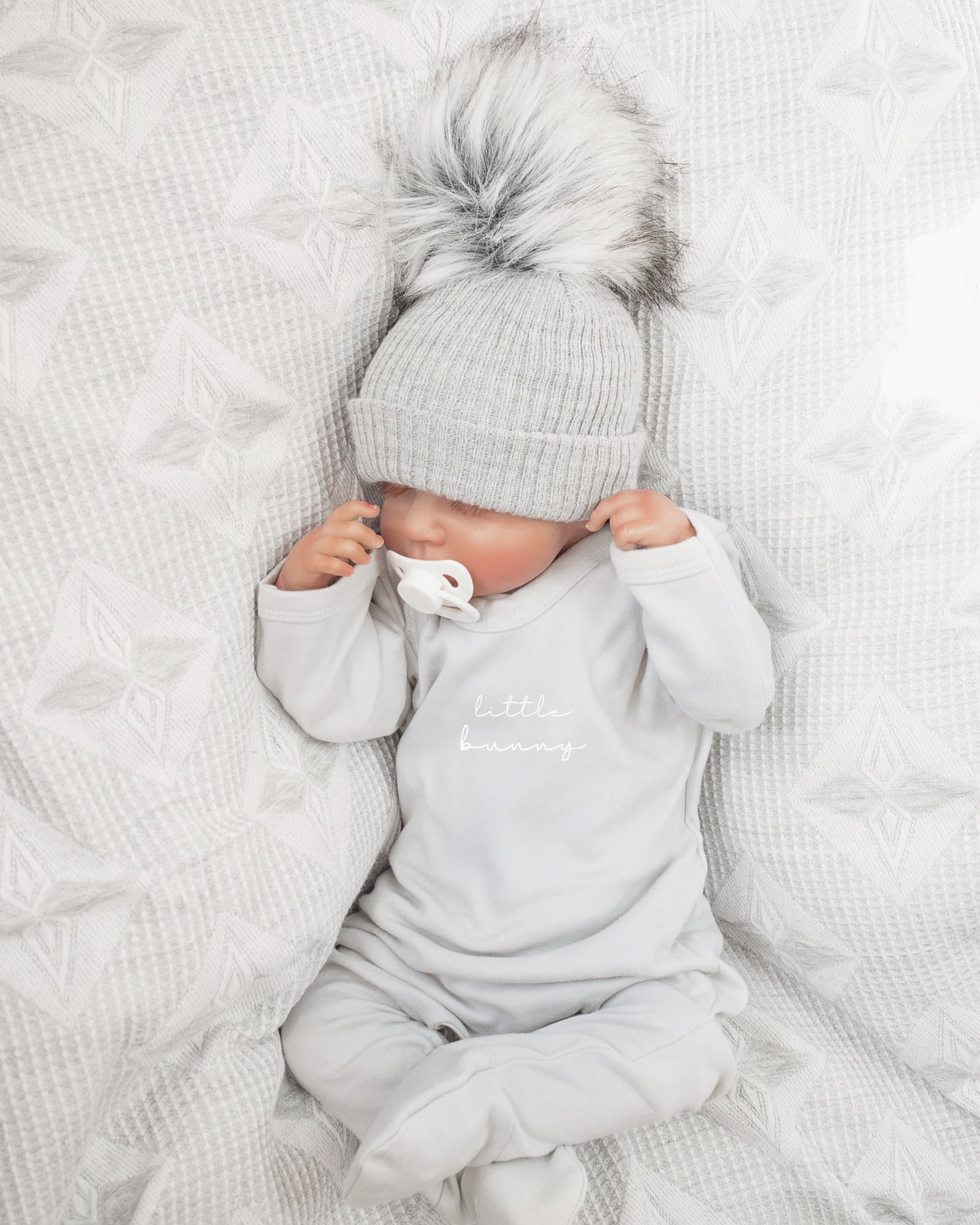 Little bunny sleepsuit - light grey