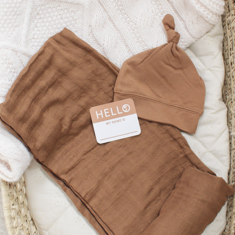 Bamboo Hat and Swaddle - Tan