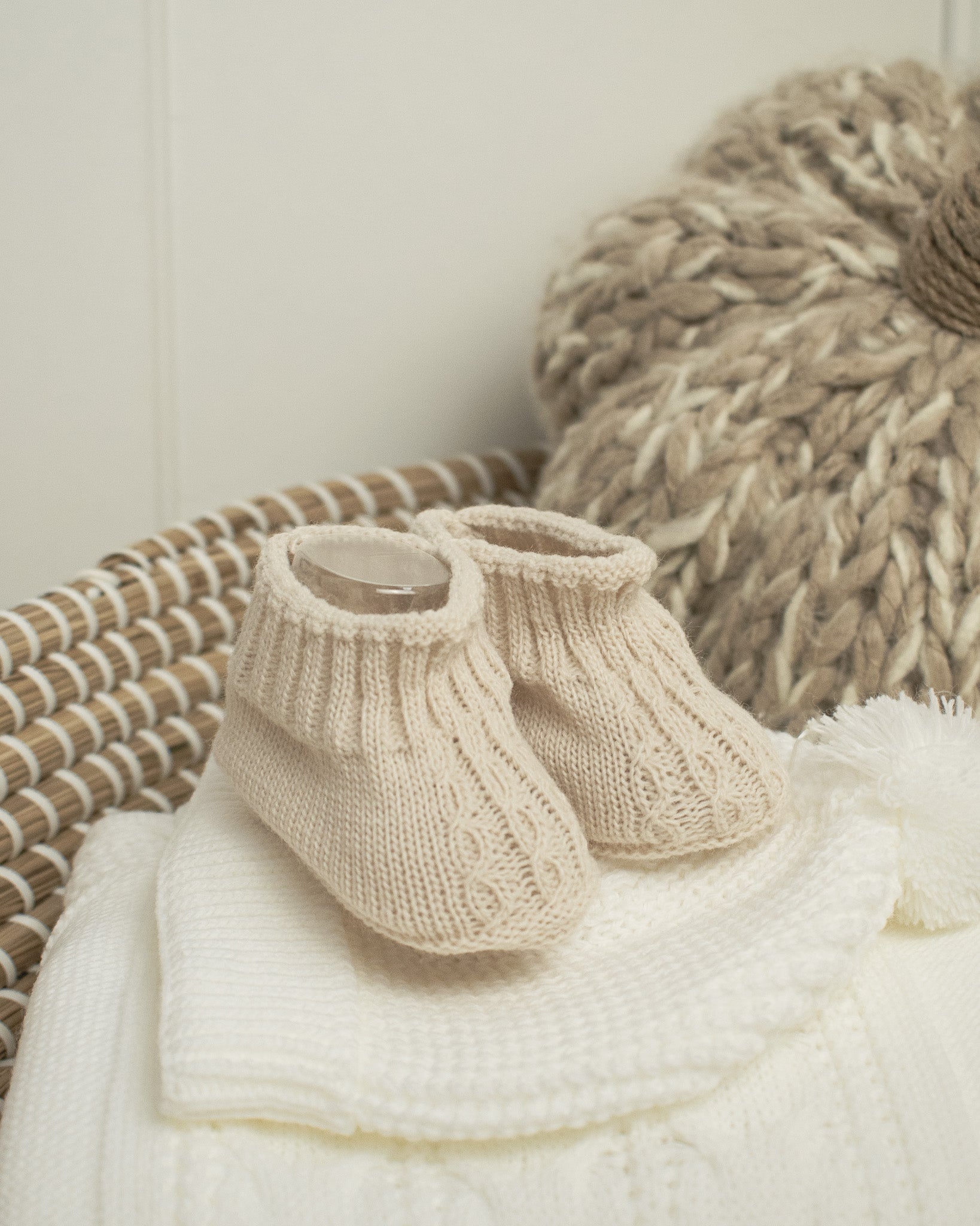 Knitted Booties - Taupe