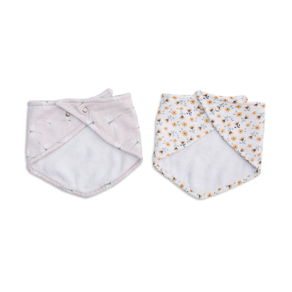 Dragonfly & floral bibs (2-pack)