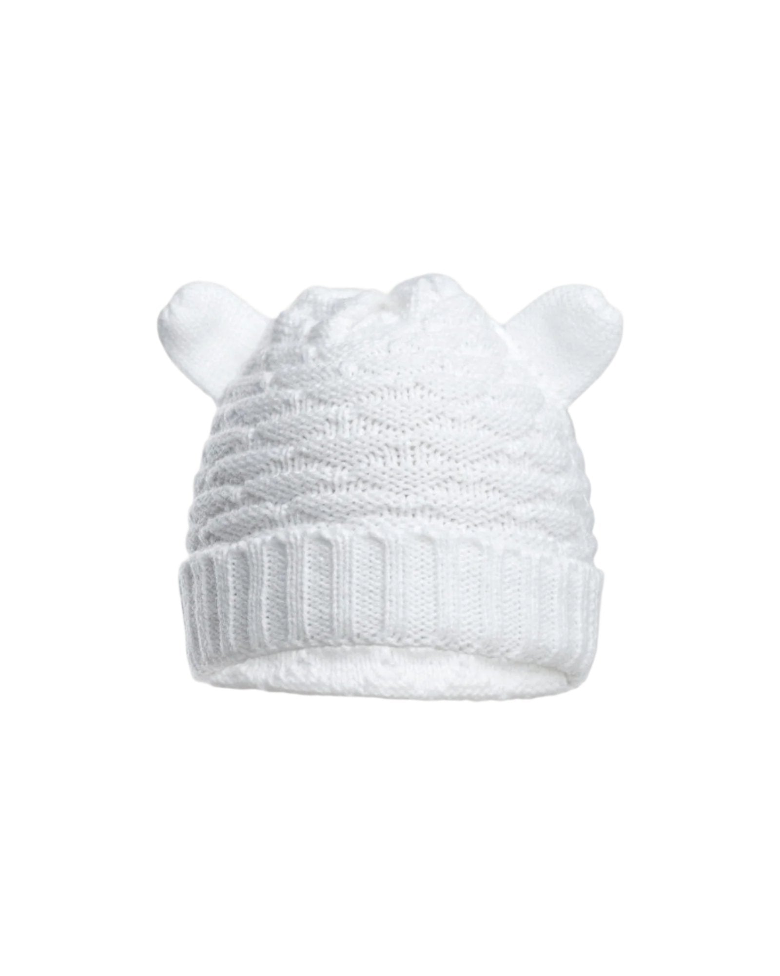 Knitted bear hat - white