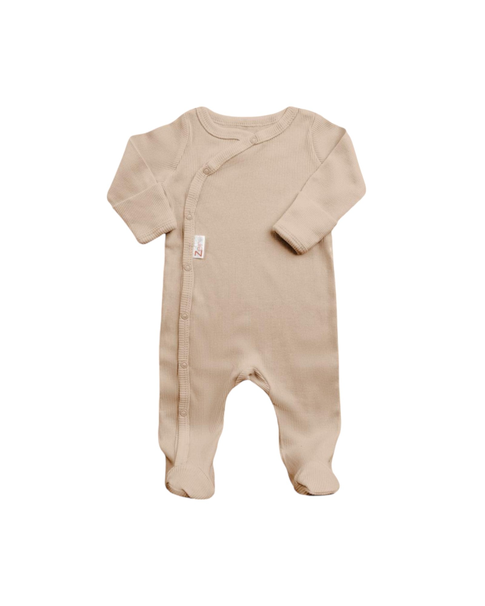 Ribbed cotton sleepsuit - biscuit