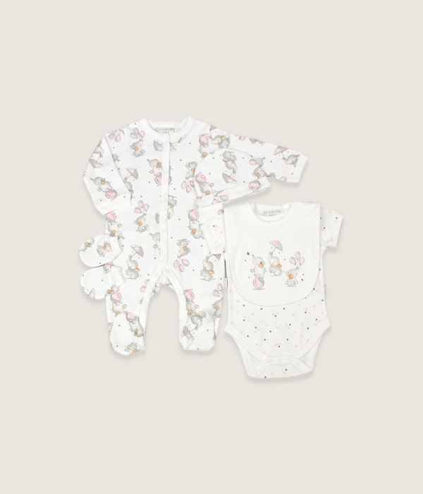 5-Piece Cotton Elephant Set - Pink