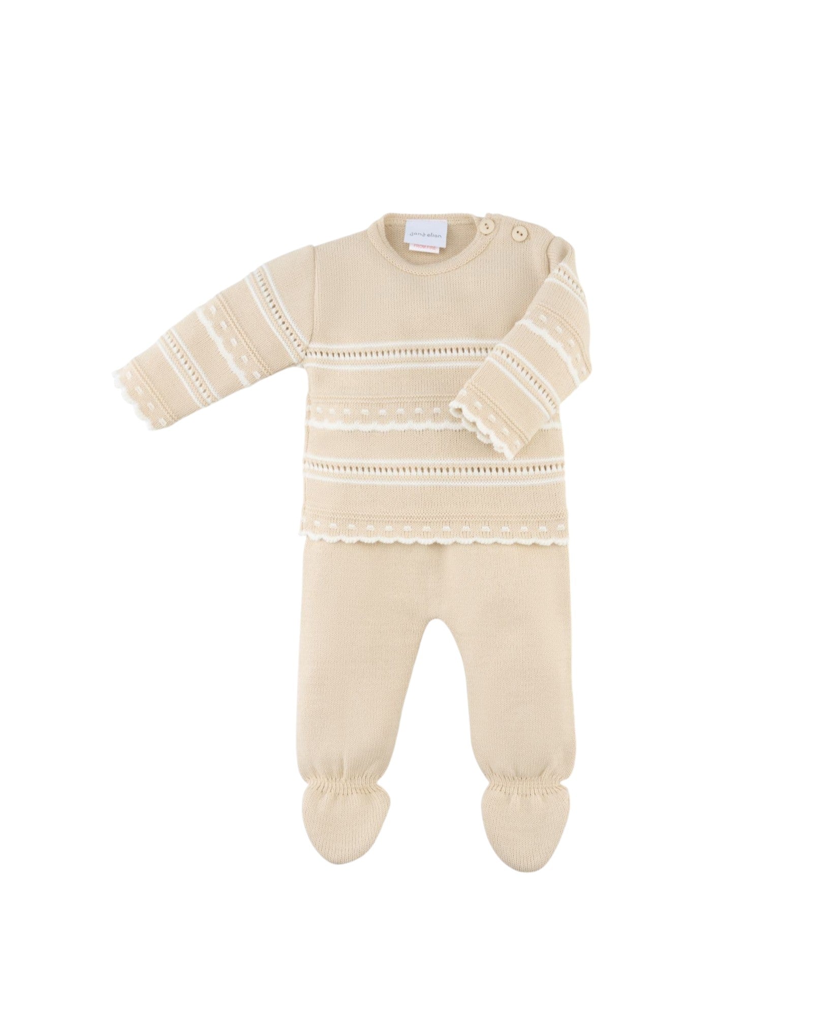 Knitted pointelle set- beige