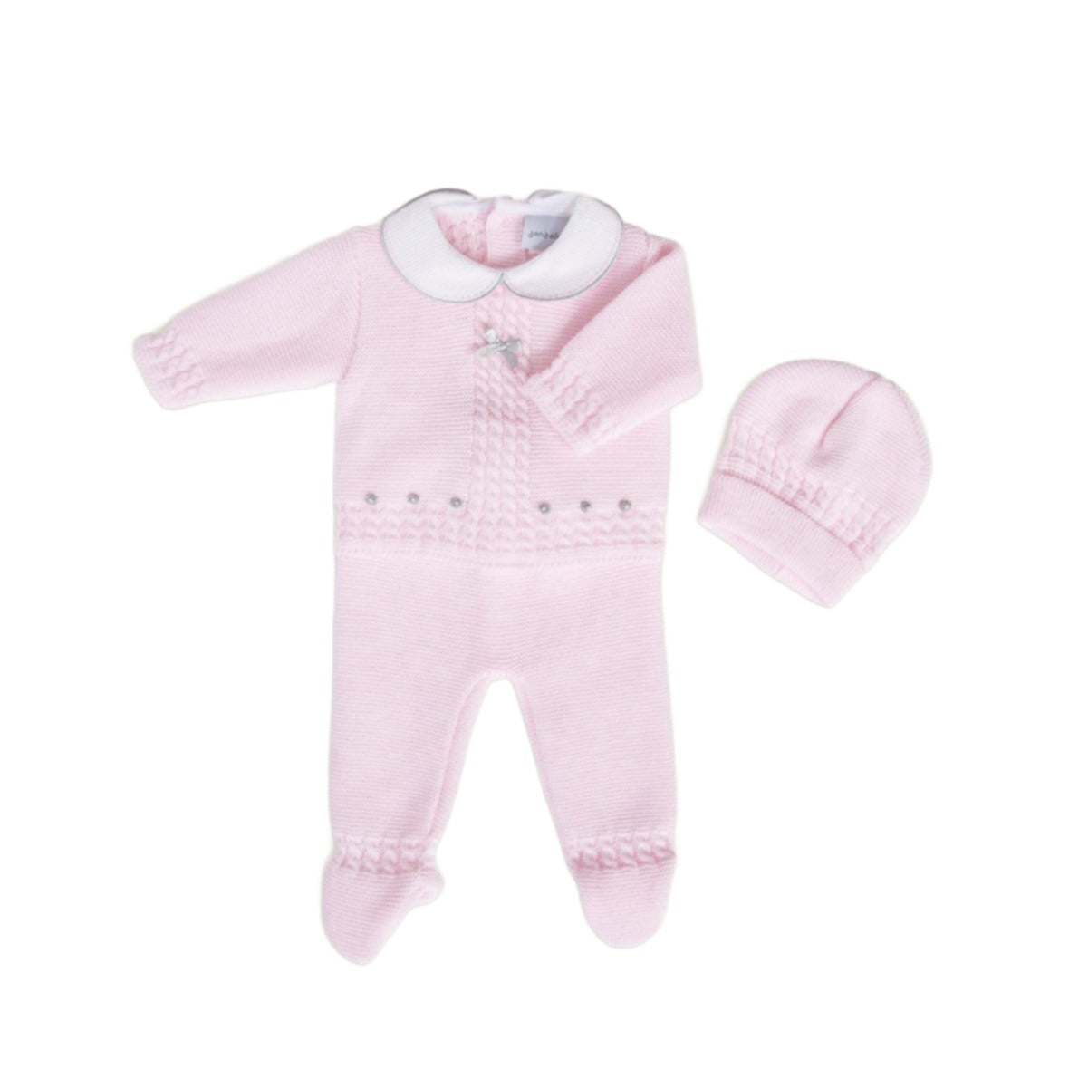 Knitted pink cable set (3-piece)