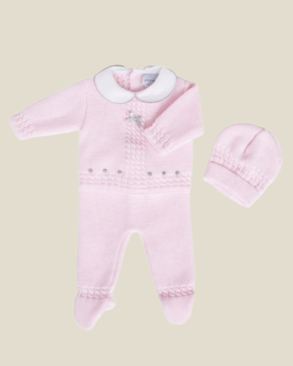 Knitted pink cable set (3-piece)