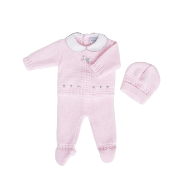 Knitted pink cable set (3-piece)