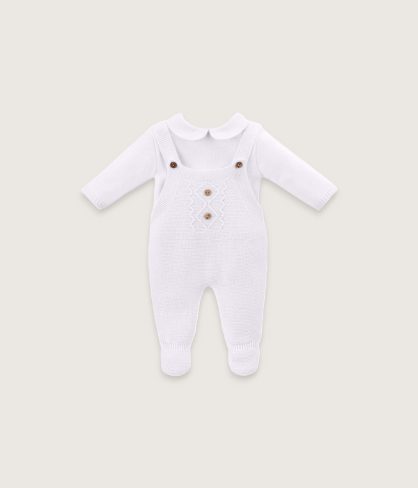 Knitted dungaree set - white
