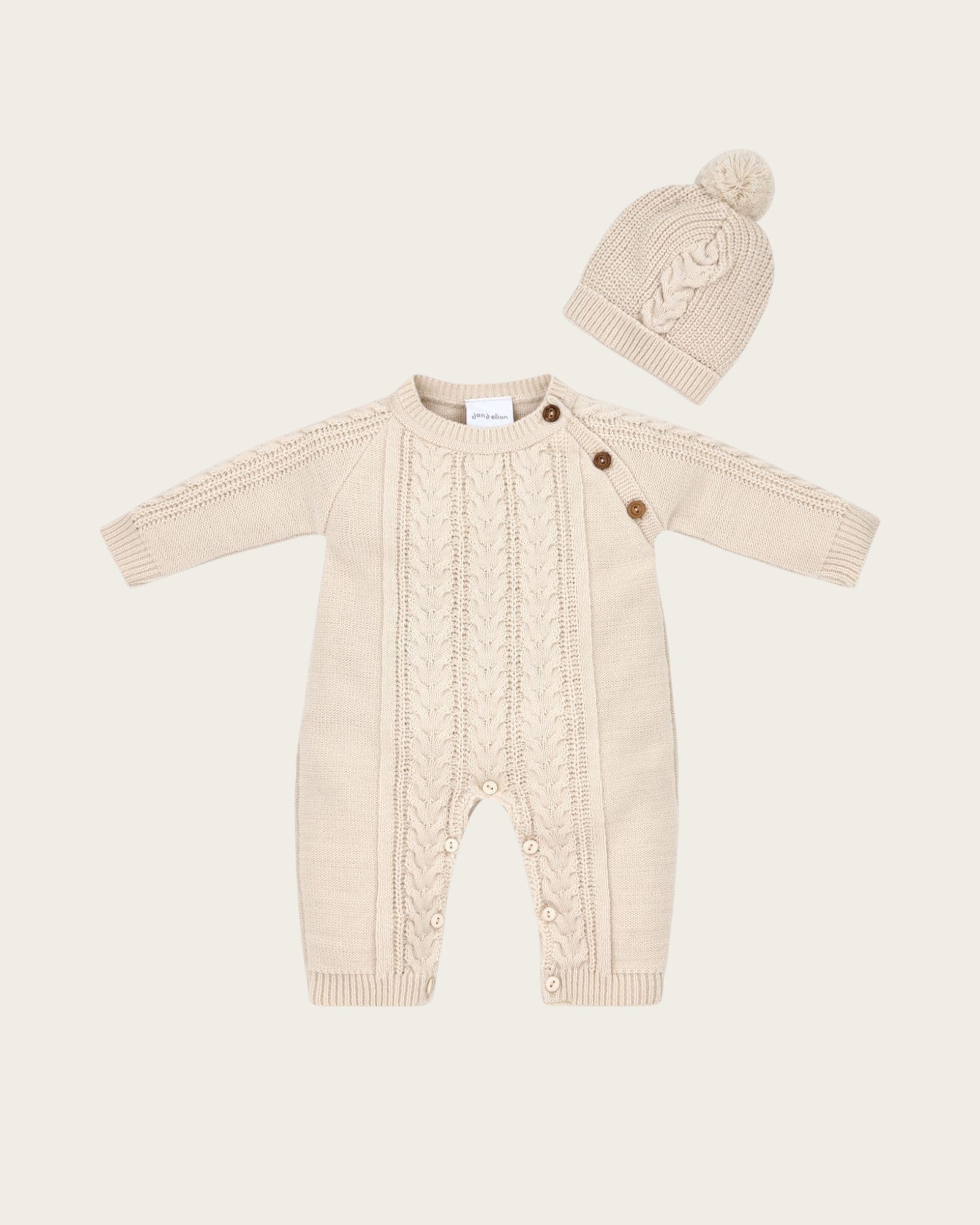 neutral newborn romper hat taupe