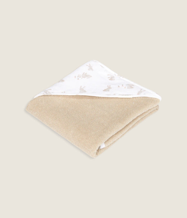 Organic hooded bunny towel - beige