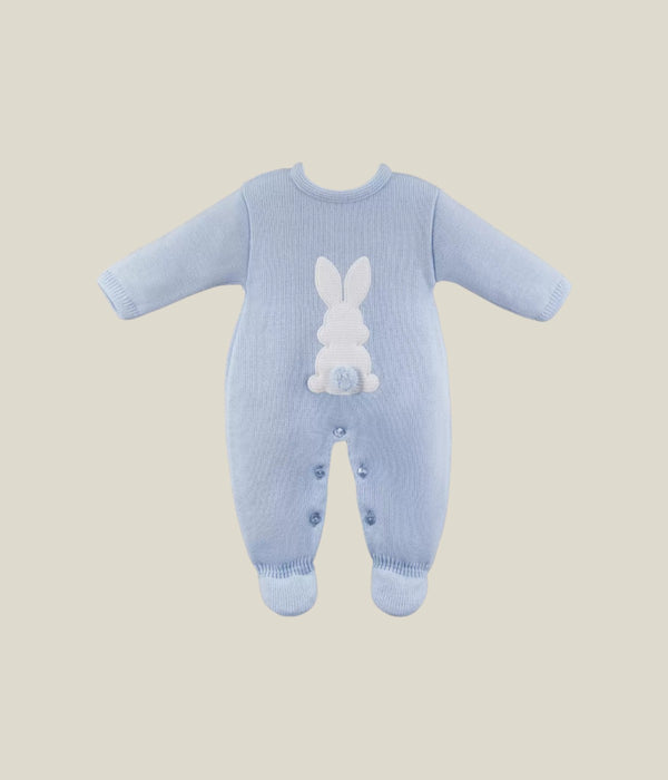 Knitted Bunny Onesie - Soft Blue