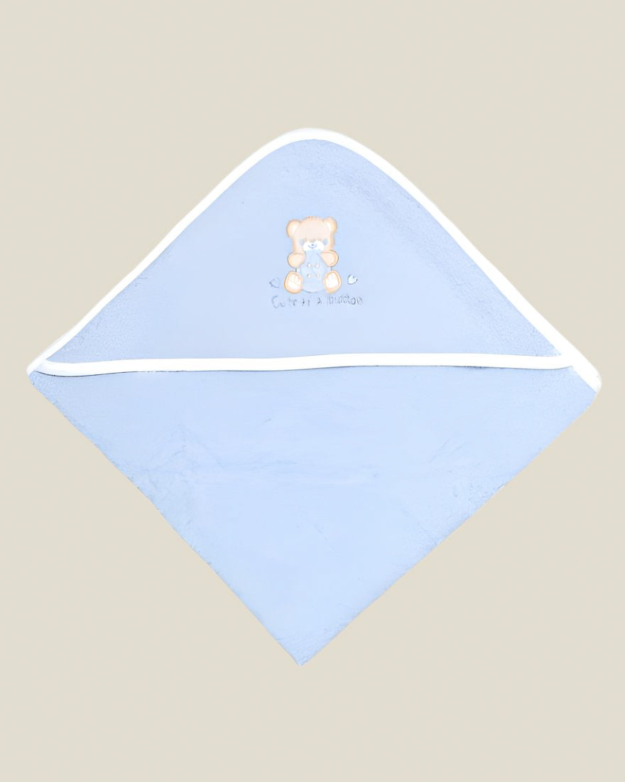 Blue hooded towel - bear