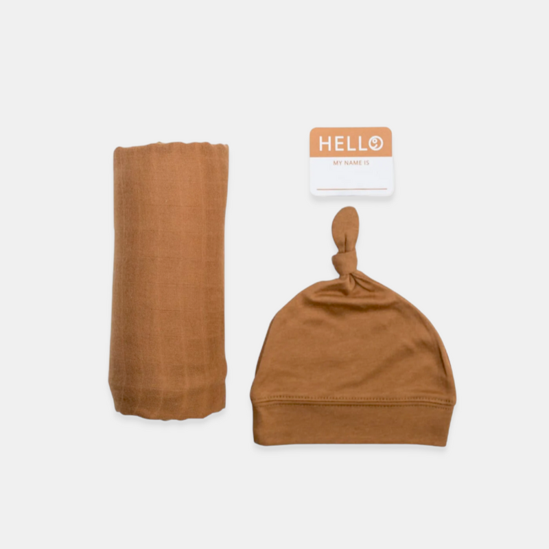 Bamboo Hat and Swaddle - Tan