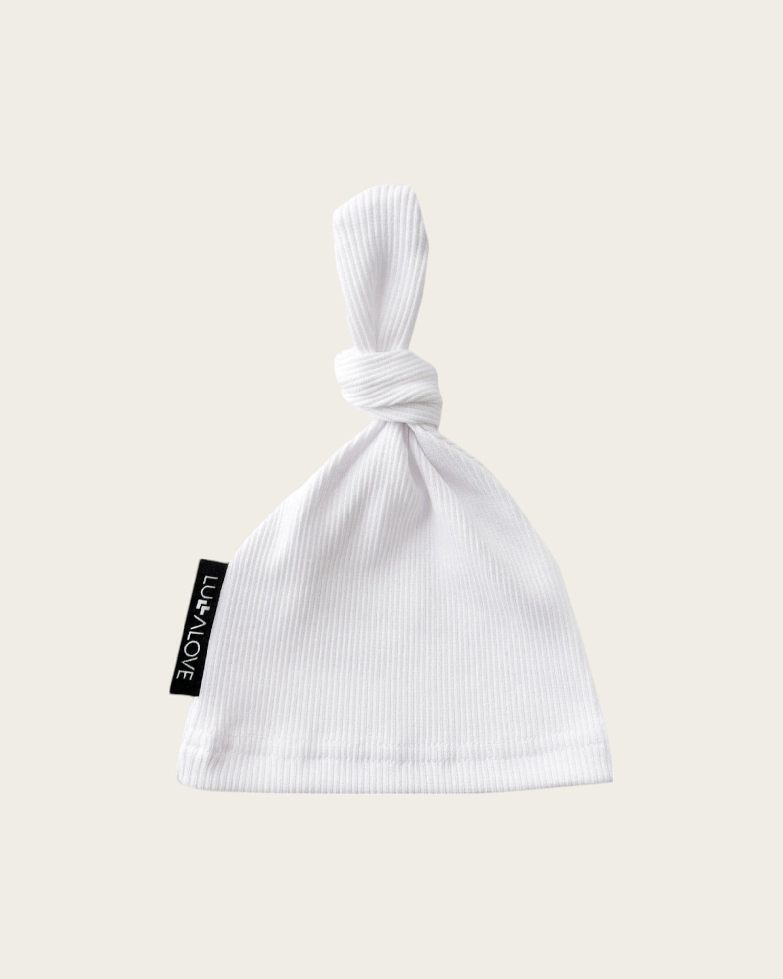 Ribbed cotton knot beanie - white