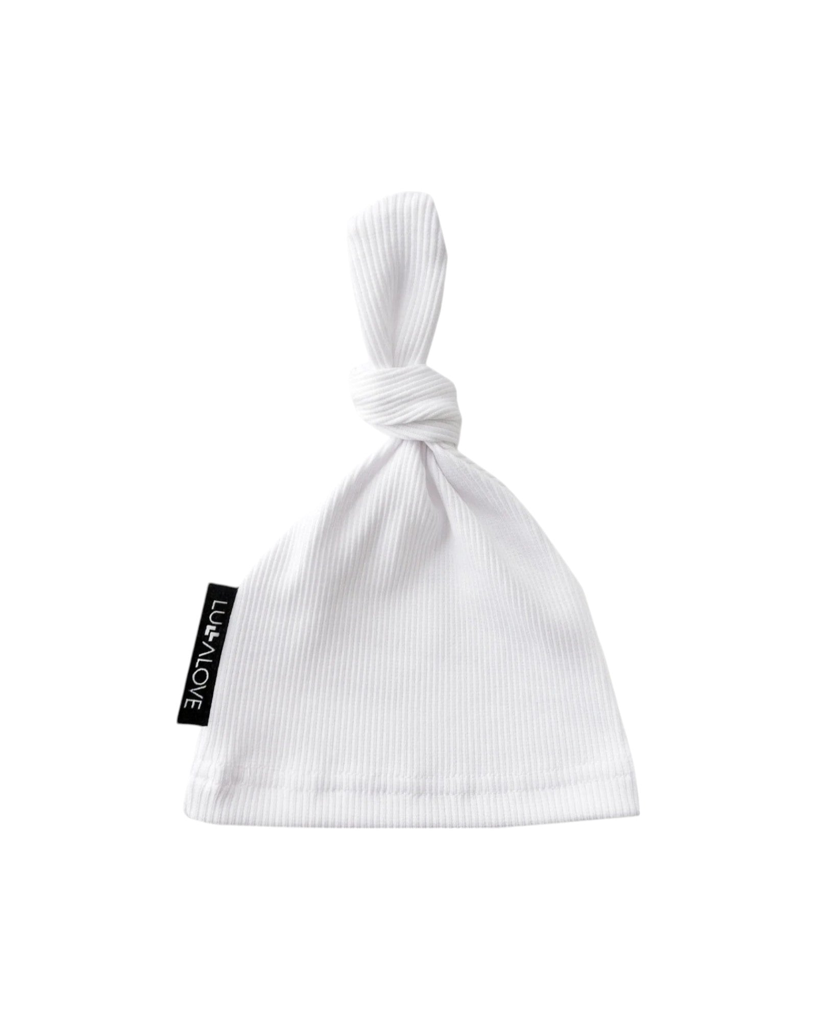 Ribbed cotton knot beanie - white