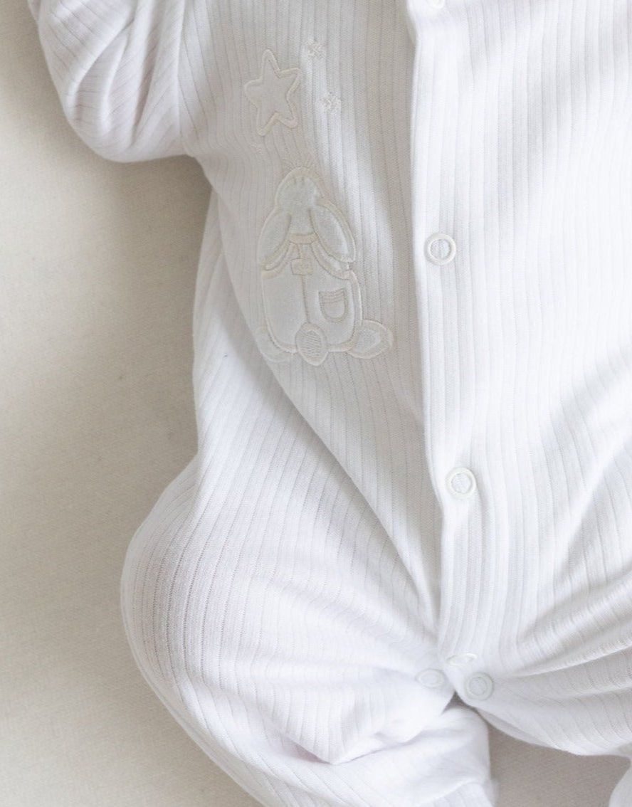 White ribbed sleepsuit - BERRY & BLOSSOMS