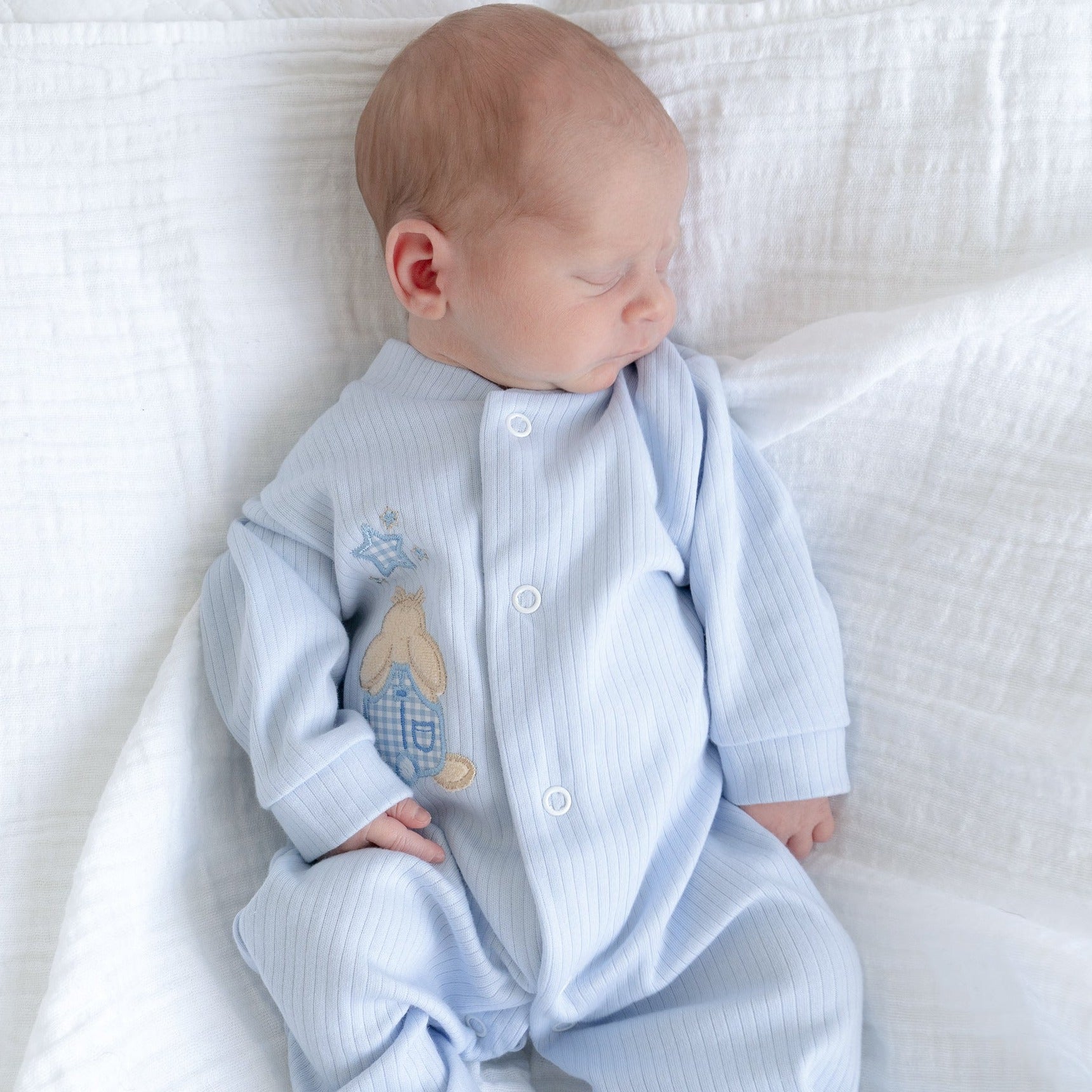 Blue ribbed sleepsuit