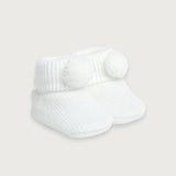 Baby Pom Booties - White