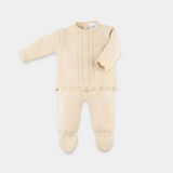 Cable Lace Knitted Set - Beige